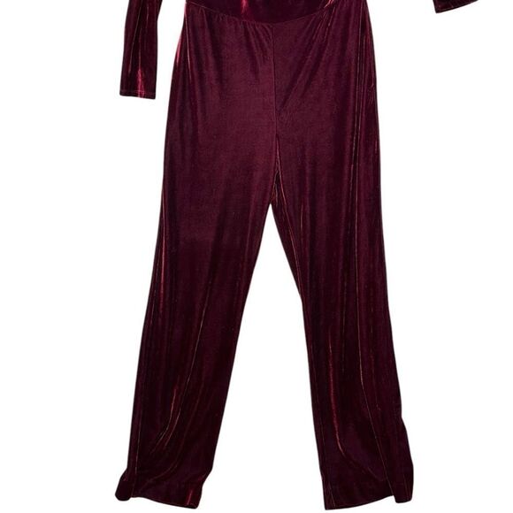 Reiss Ella Red One Shoulder Velvet Jumpsuit | Size 8 - Picture 2 of 8